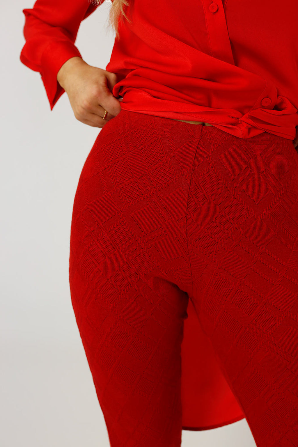 Red Woolly Leggings - FINAL SALE