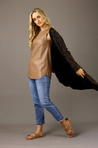 Mocha Vegan Leather Matrix Cami - FINAL SALE