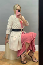 Taupe Sheen Long Line Blazer