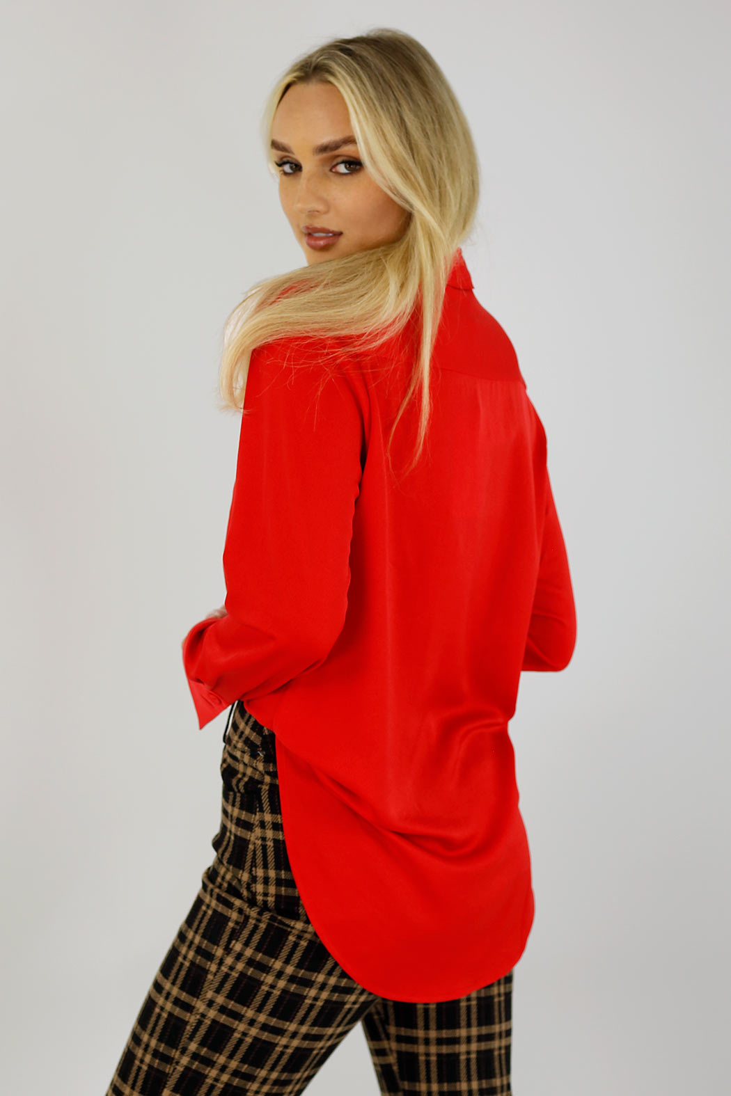 Red Satin Asana Shirt - SALE