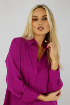 Magenta Satin Asana Shirt - SALE
