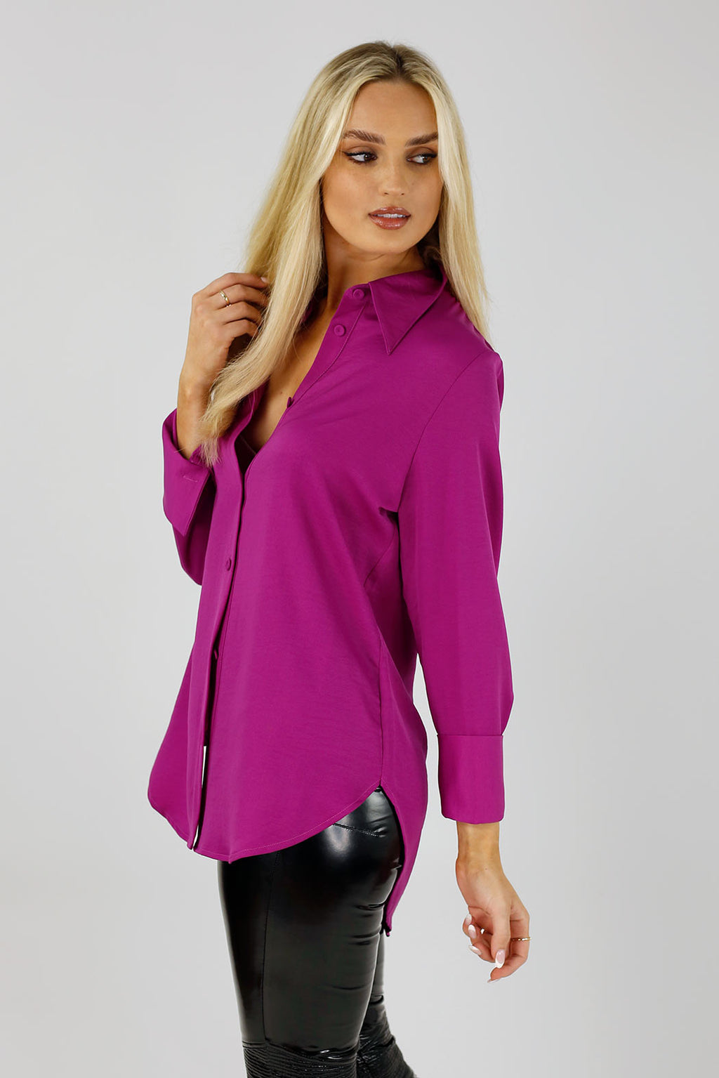 Magenta Satin Asana Shirt - SALE