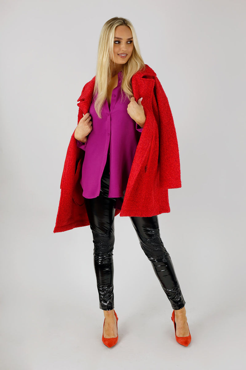 Magenta Satin Asana Shirt - SALE