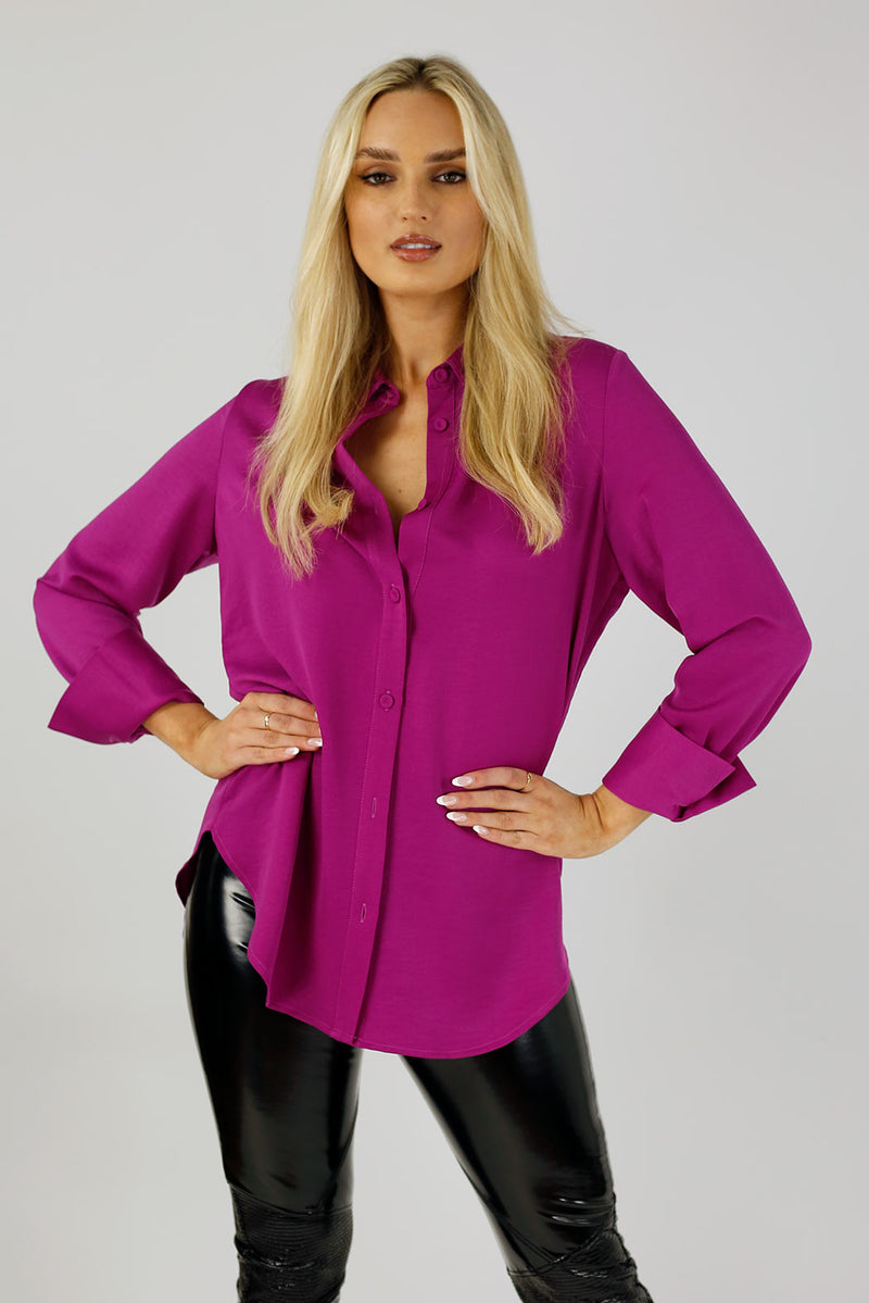Magenta Satin Asana Shirt - SALE