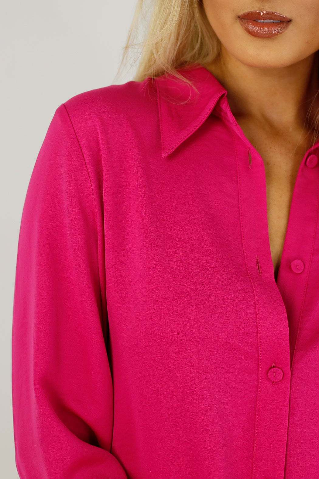 Hot Pink Satin Asana Shirt - SALE