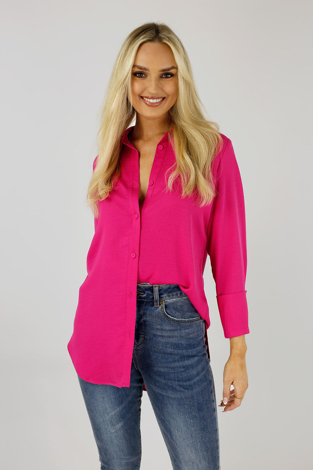 Hot Pink Satin Asana Shirt - SALE