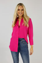 Hot Pink Satin Asana Shirt - SALE