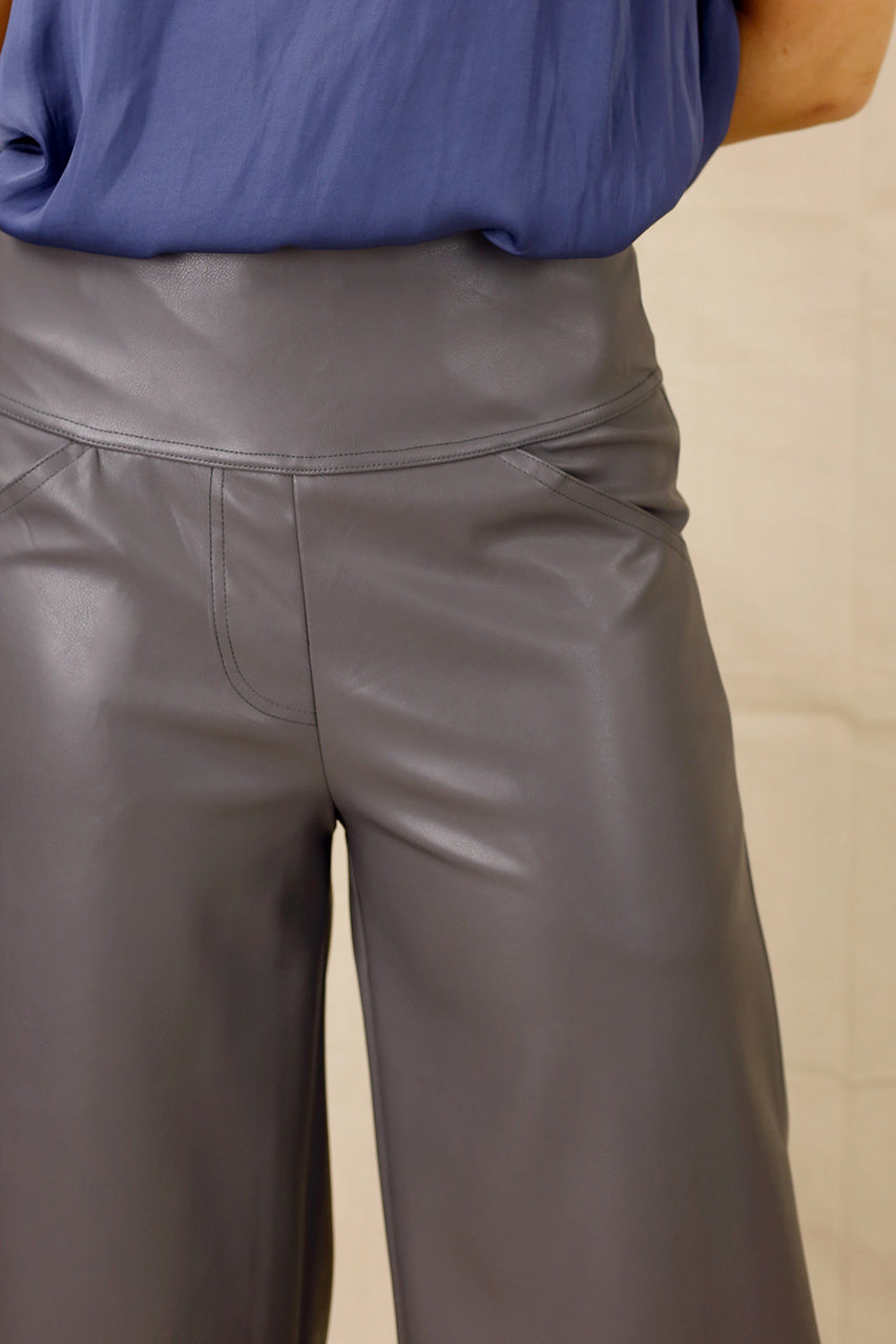 Grey Faux Leather Culotte - SALE