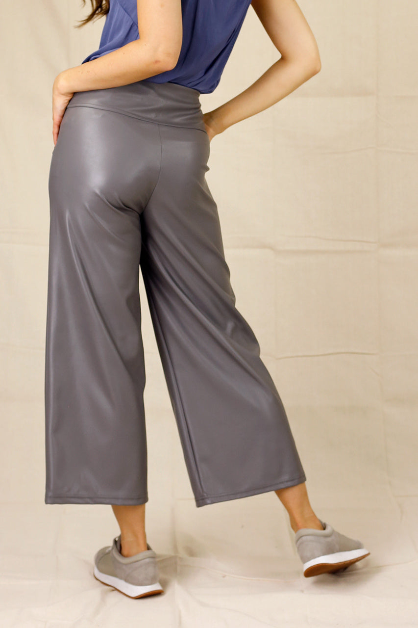 Grey Faux Leather Culotte - SALE