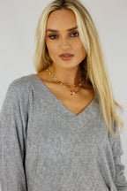 Grey Diamond Woolly Vee Jumper - SALE