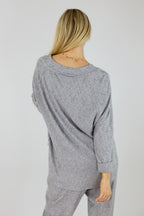 Grey Diamond Woolly Vee Jumper - SALE