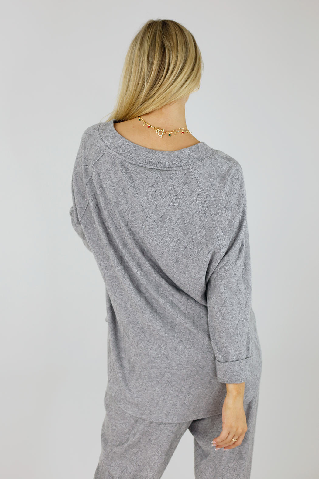 Grey Diamond Woolly Vee Jumper - SALE