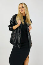 Black Biker Jacket - Vegan Leather - SALE