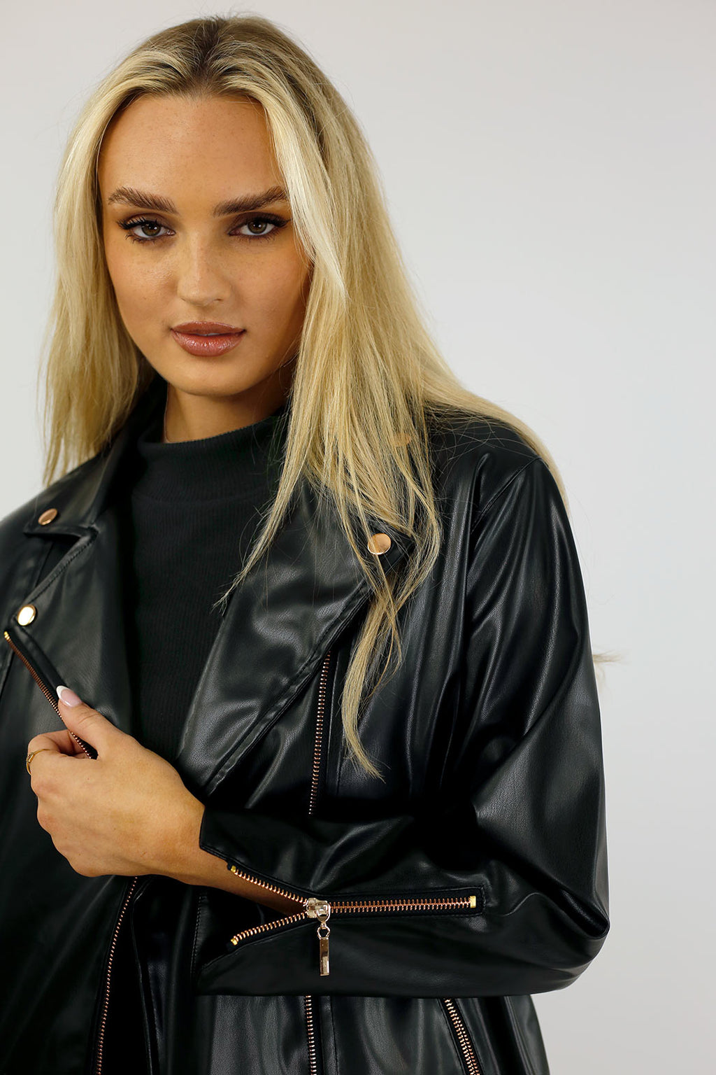 Black Biker Jacket - Vegan Leather - SALE