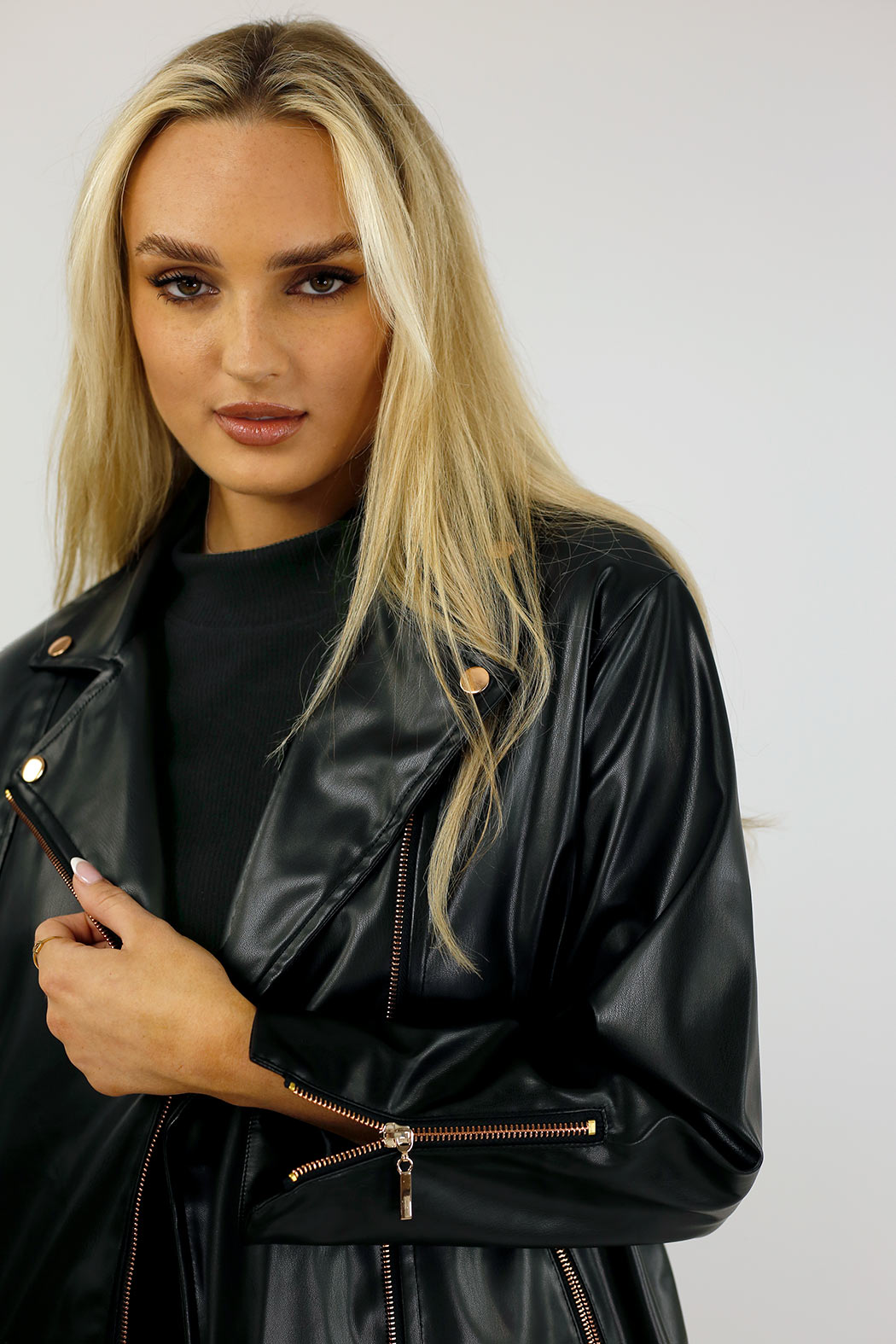 Black Biker Jacket - Vegan Leather - SALE