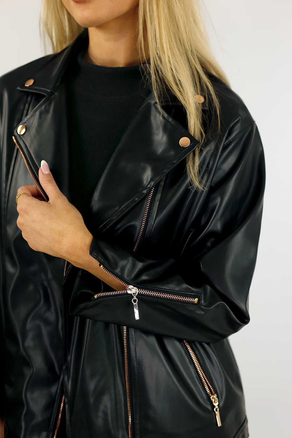 Black Biker Jacket - Vegan Leather - SALE