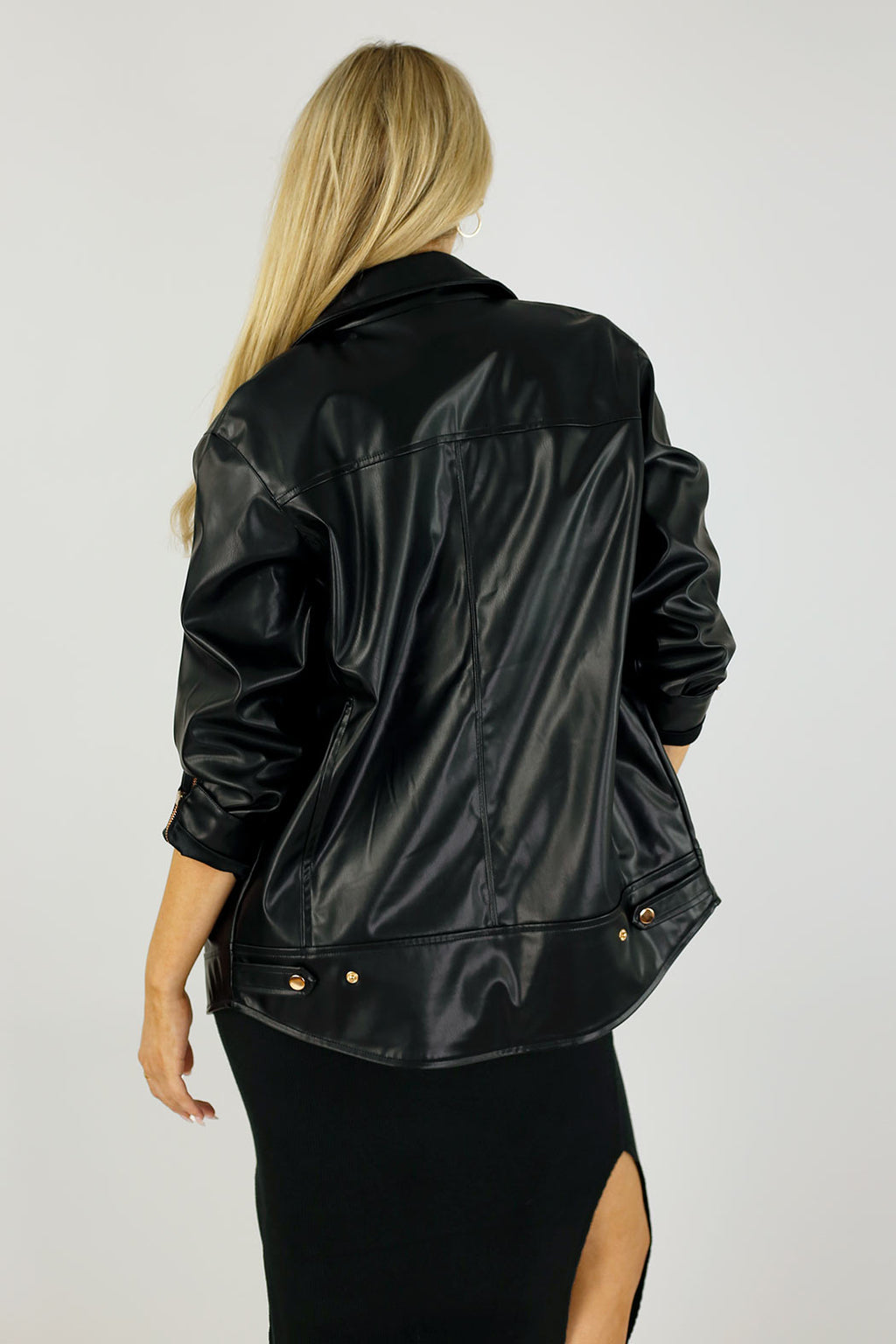 Black Biker Jacket - Vegan Leather - SALE