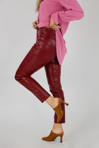 Burgundy Vegan Leather Biker Pant - FINAL SALE