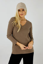 Taupe Lush V Neck Top - FINAL SALE