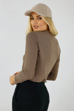 Taupe Lush V Neck Top - FINAL SALE