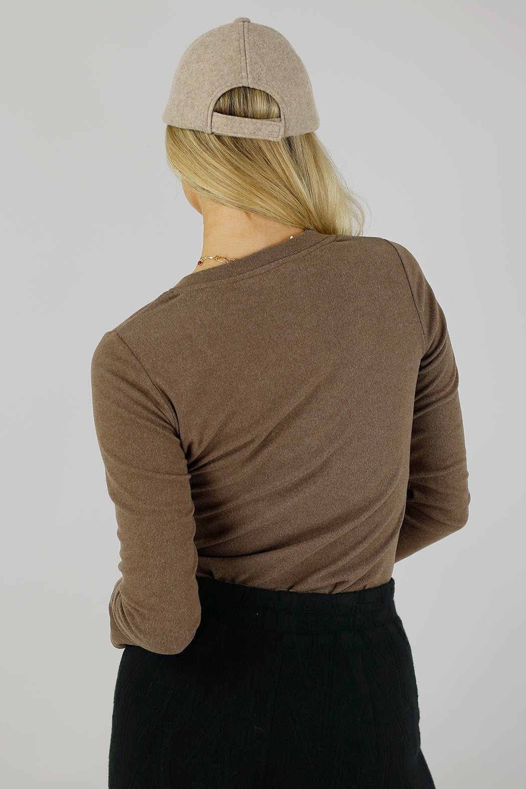 Taupe Lush V Neck Top - FINAL SALE