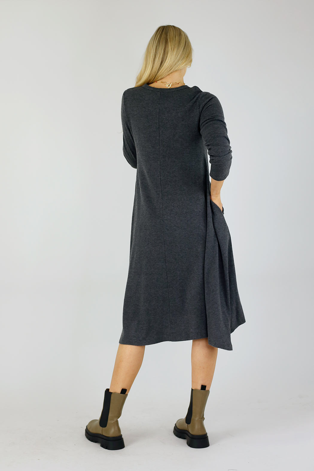 Charcoal Keyhole Swing Dress - SALE