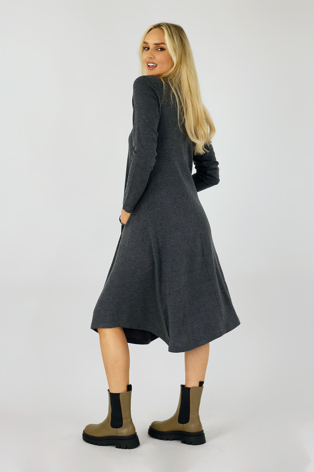 Charcoal Keyhole Swing Dress - SALE