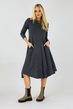 Charcoal Keyhole Swing Dress - SALE
