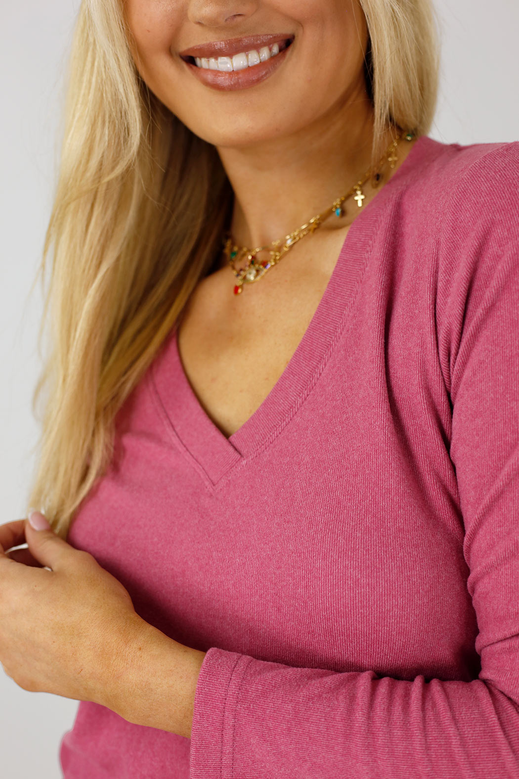 Pink Lush V Neck Top - FINAL SALE