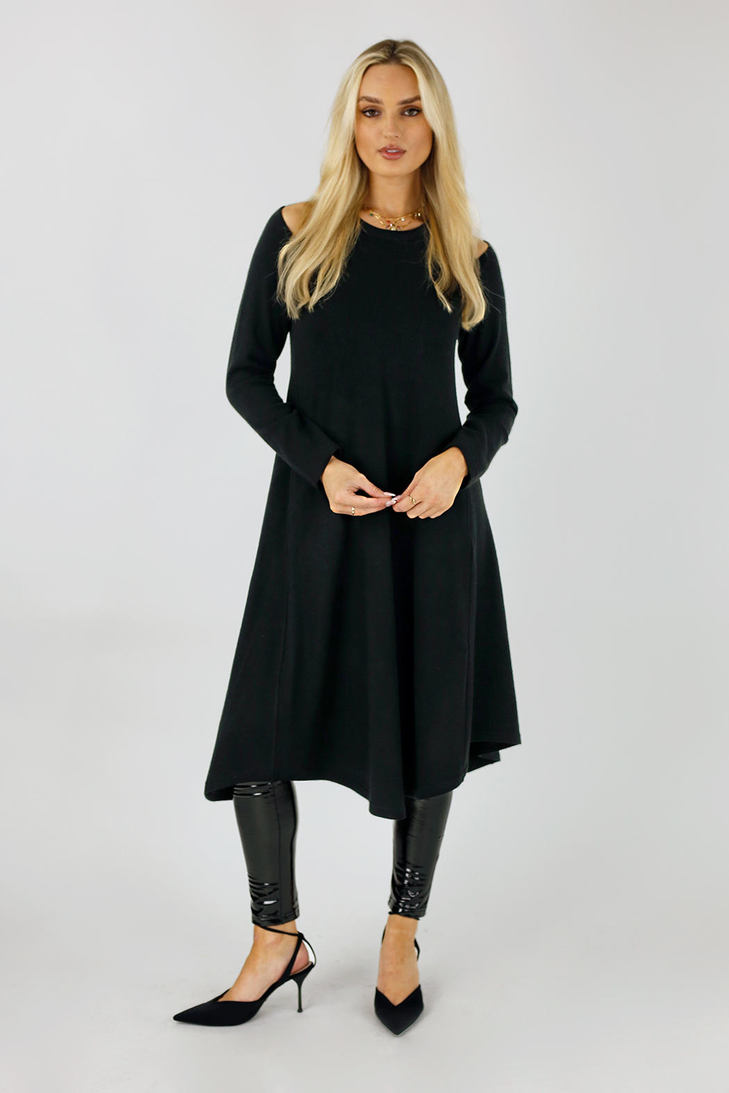 Black Keyhole Swing Dress - SALE