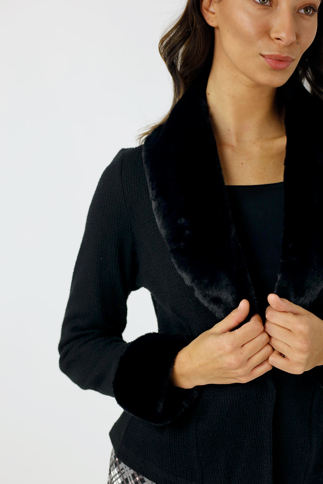 Black Cable Fur Jacket - SALE