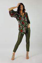 Khaki Vegan Leather Biker Pants - SALE