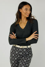 Charcoal Lush V-Neck Top - FINAL SALE