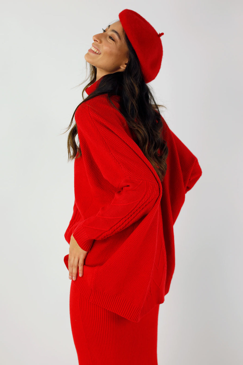 Red Cable Knit Jumper - FINAL SALE