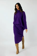 Purple Cable Knit Midi Length Skirt - SALE