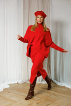 Red Cable Knit Midi Length Skirt - FINAL SALE