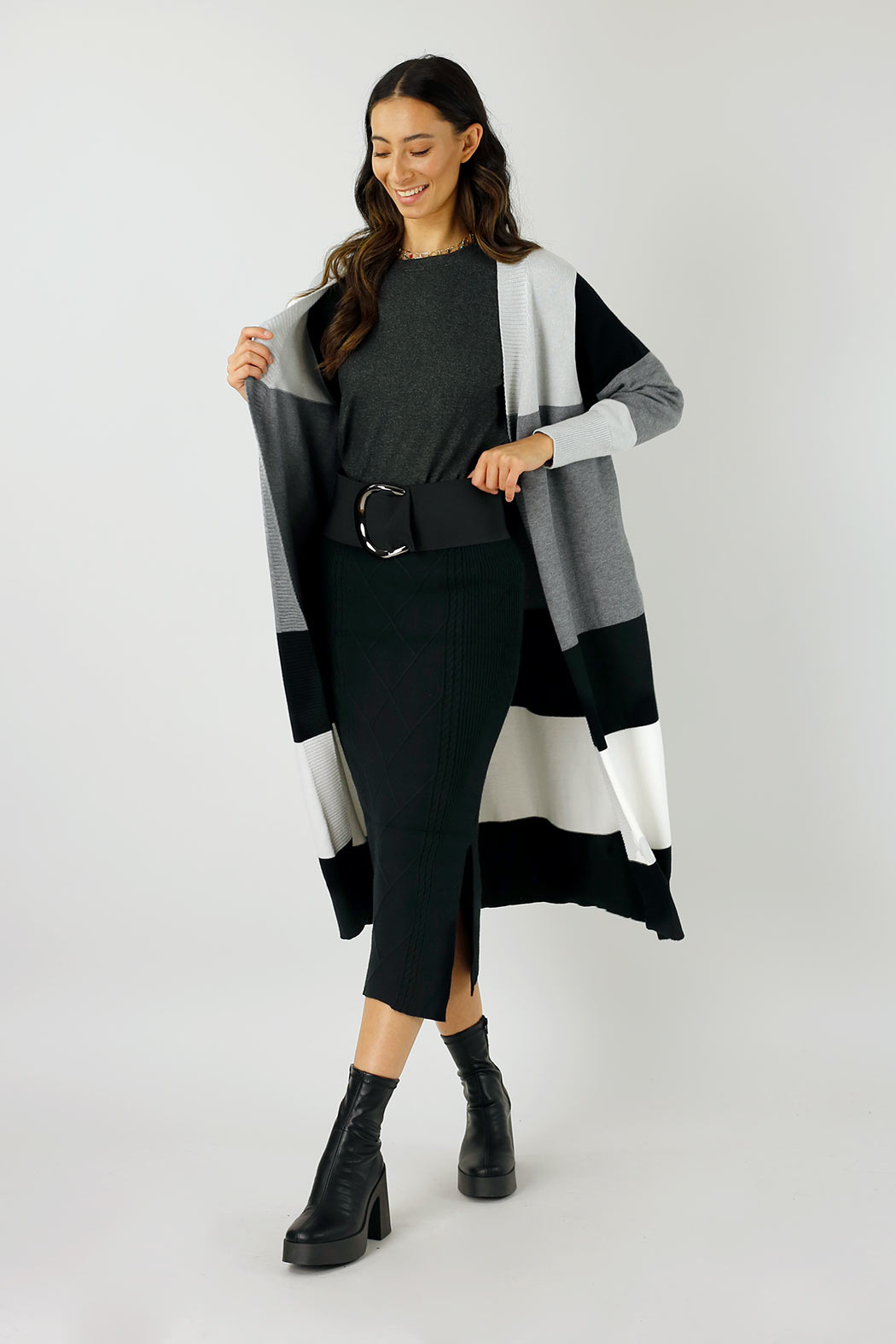 Black Cable Rib Skirt - FINAL SALE