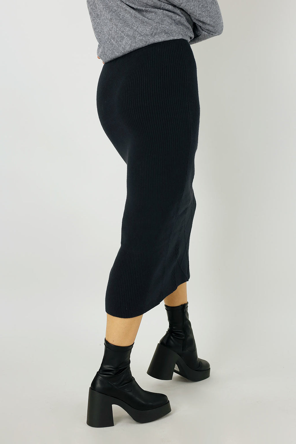 Black Cable Rib Skirt - FINAL SALE