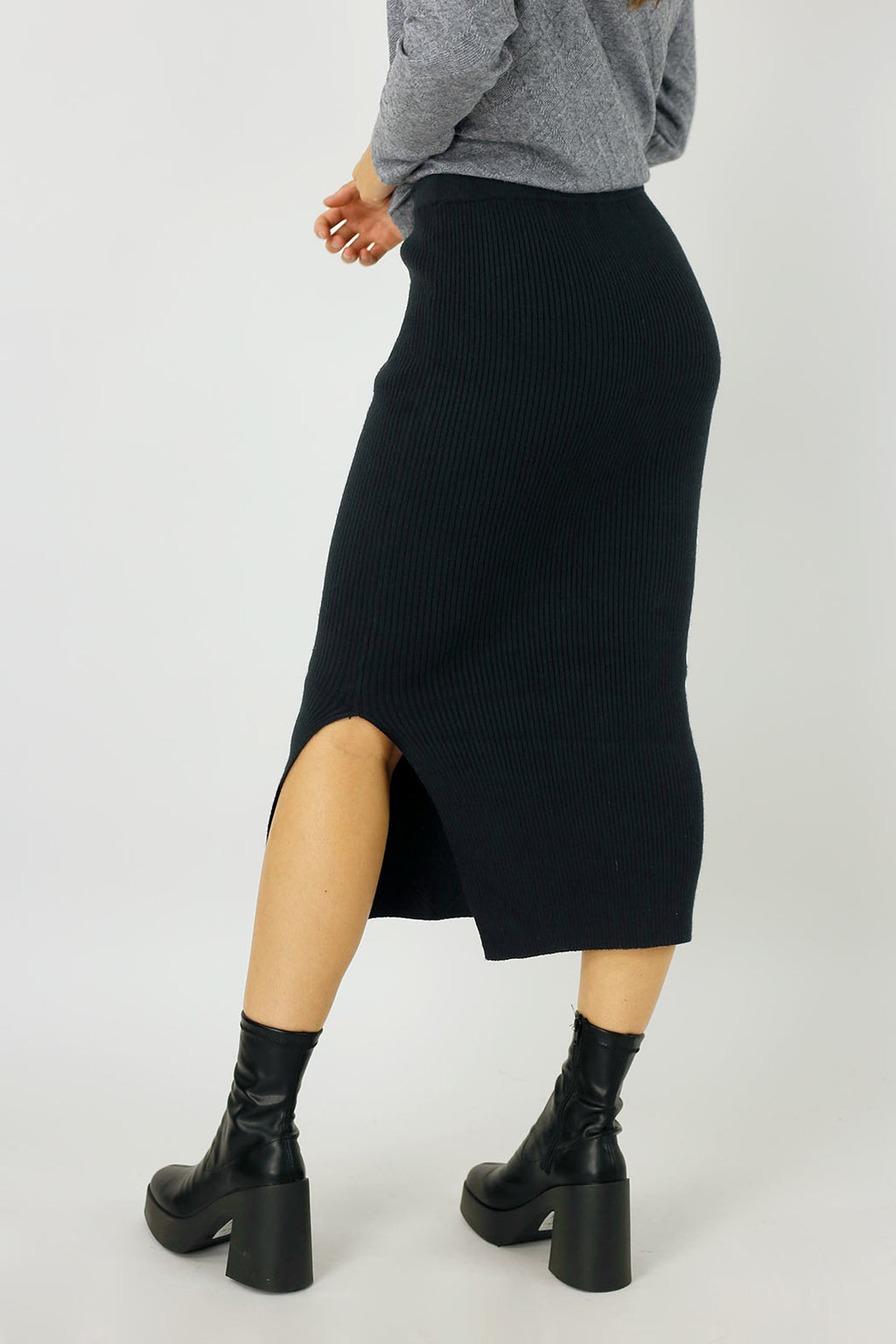 Black Cable Rib Skirt - FINAL SALE