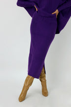 Purple Cable Knit Midi Length Skirt - SALE