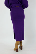 Purple Cable Knit Midi Length Skirt - SALE