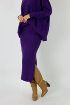 Purple Cable Knit Midi Length Skirt - SALE