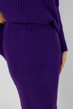 Purple Cable Knit Midi Length Skirt - SALE
