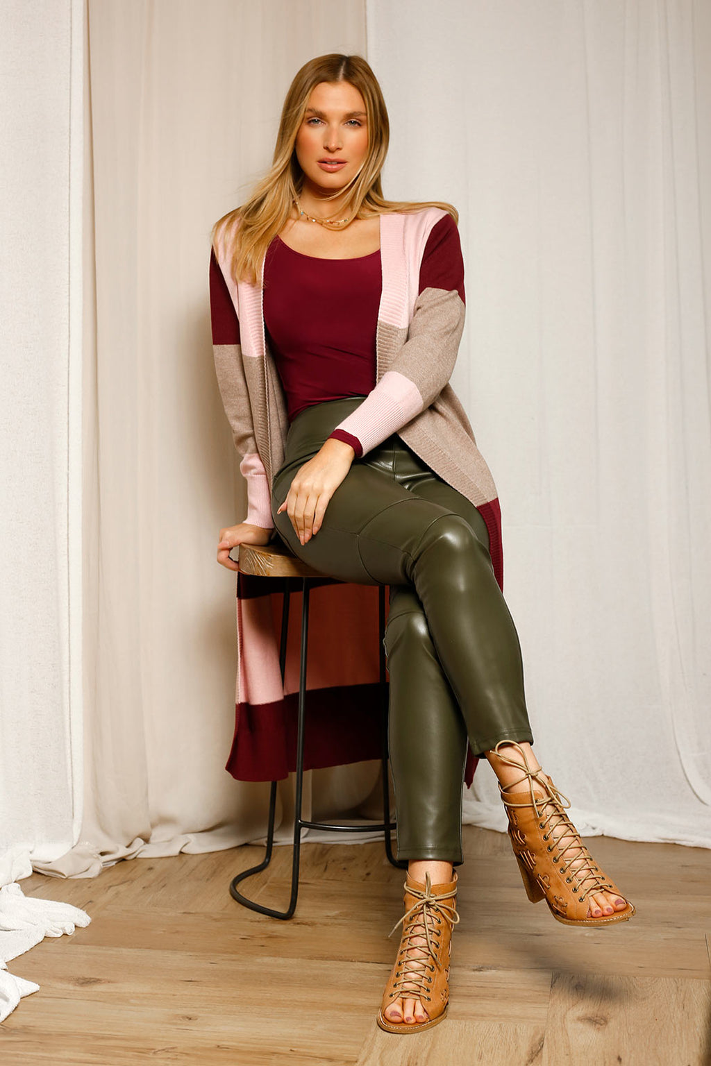 Pink Longline Block Cardi - SALE