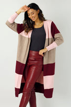 Pink Longline Block Cardi - SALE