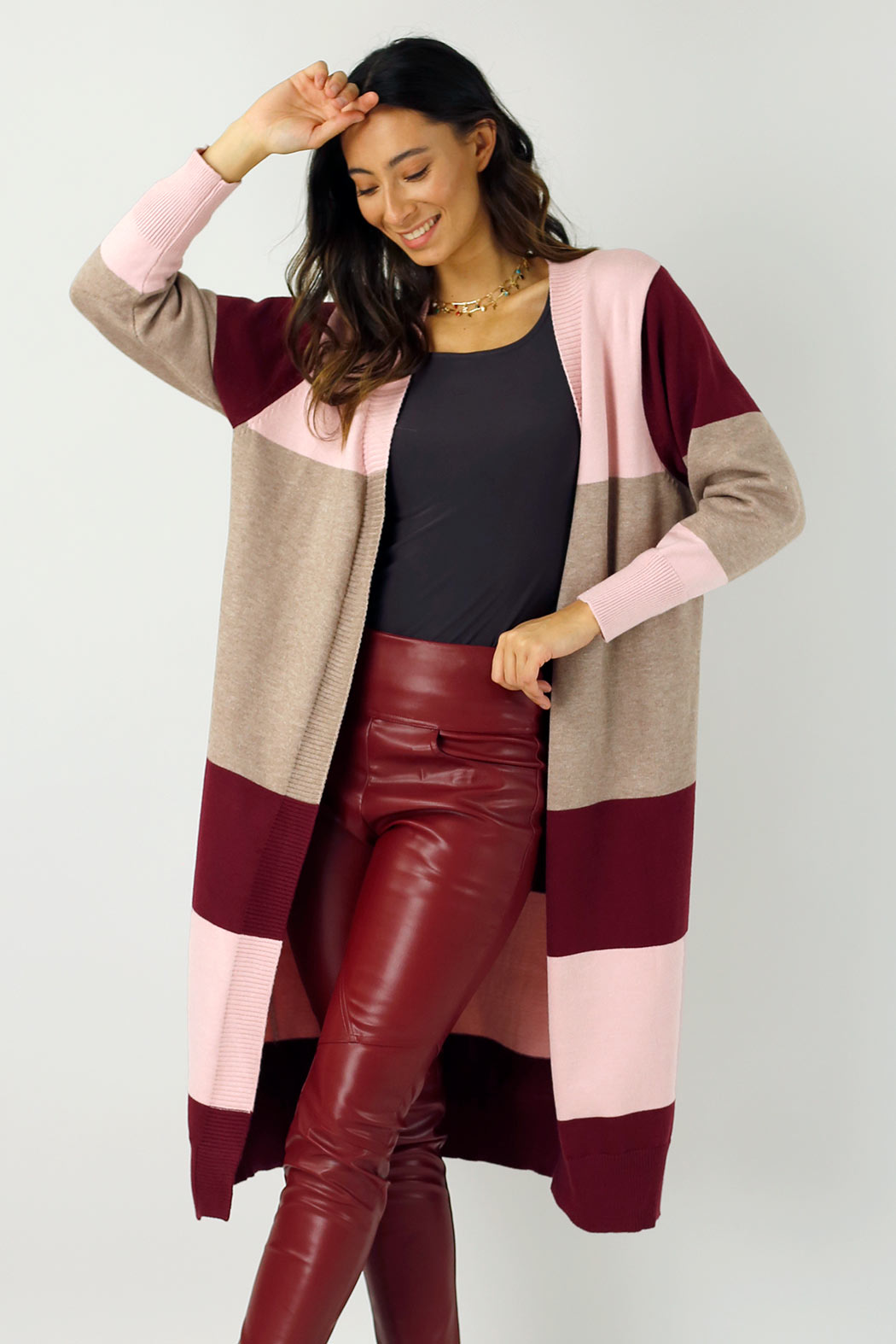 Pink Longline Block Cardi - SALE