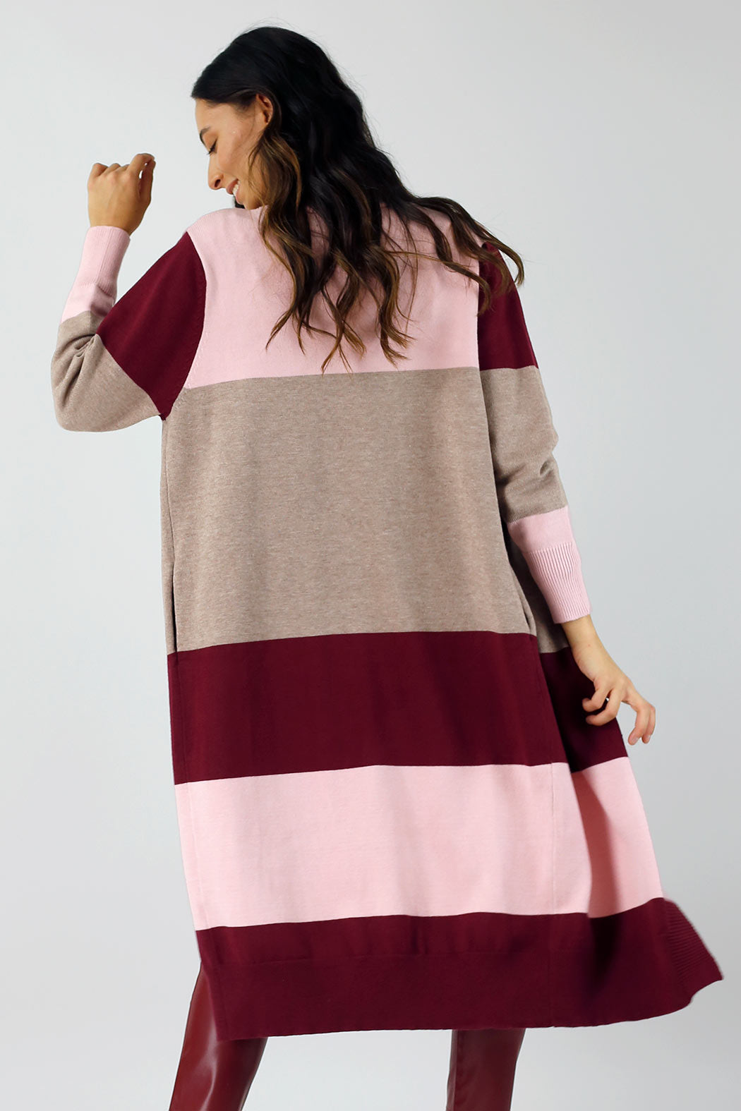 Pink Longline Block Cardi - SALE