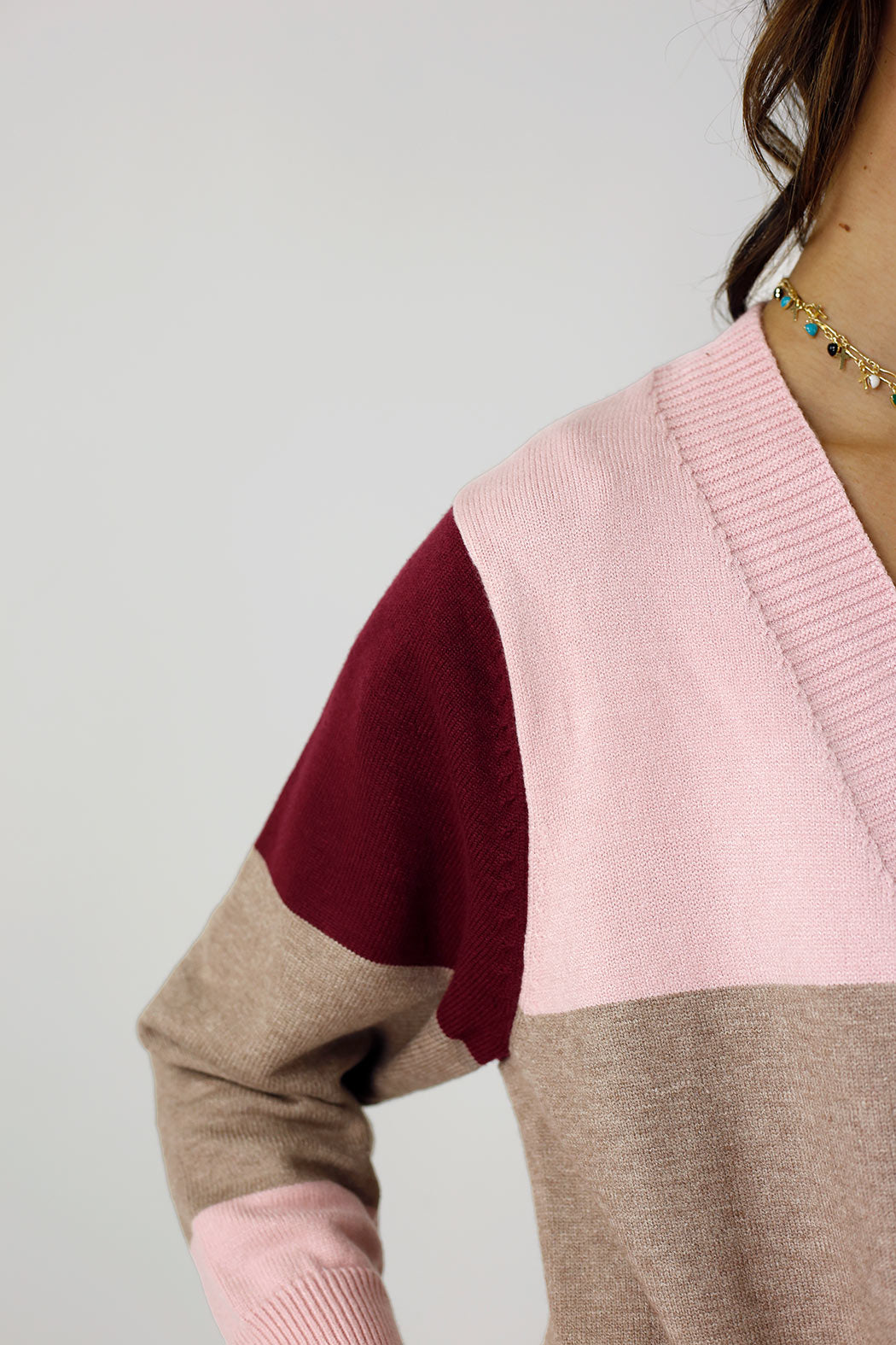 Pink Longline Block Cardi - SALE