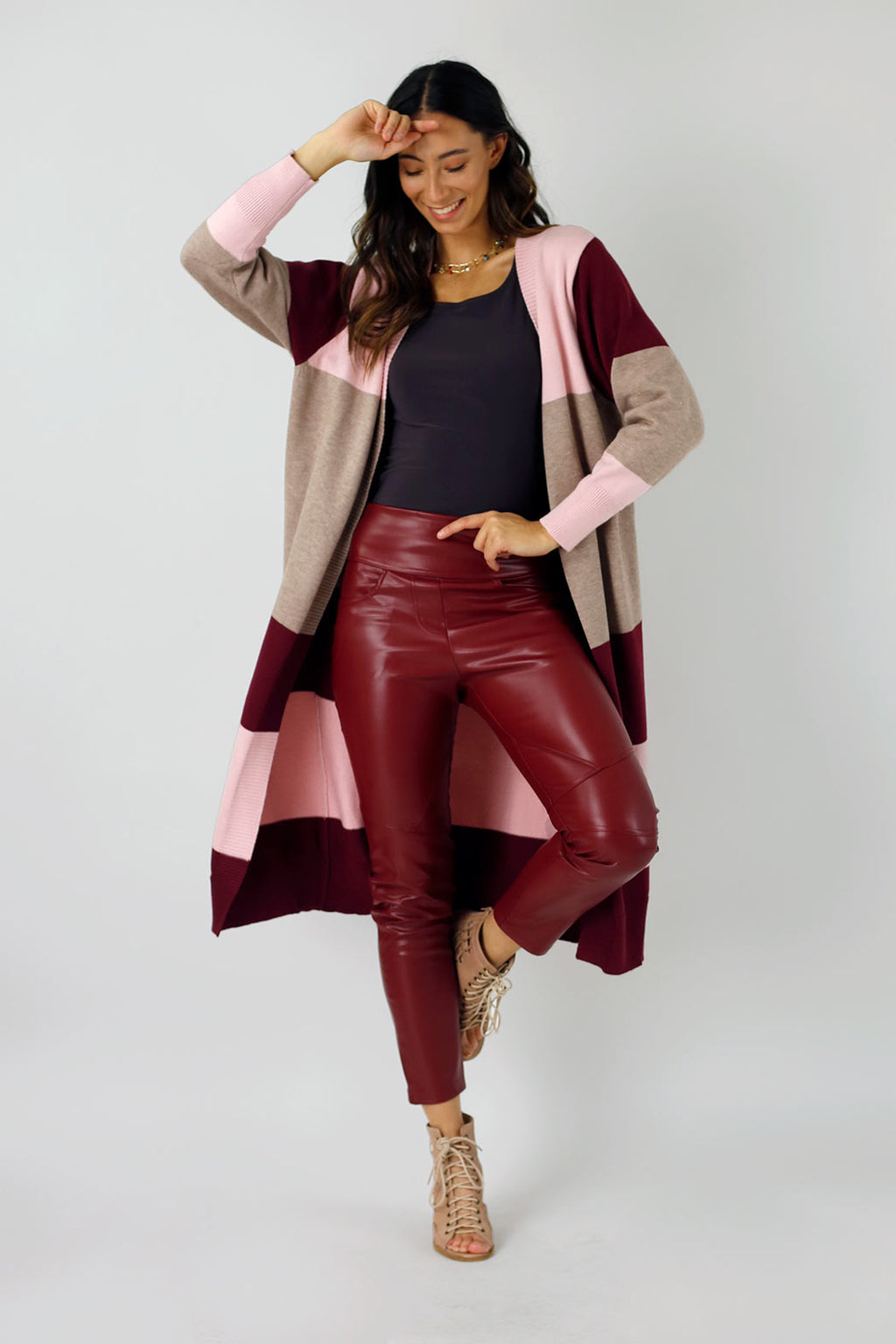 Pink Longline Block Cardi - SALE