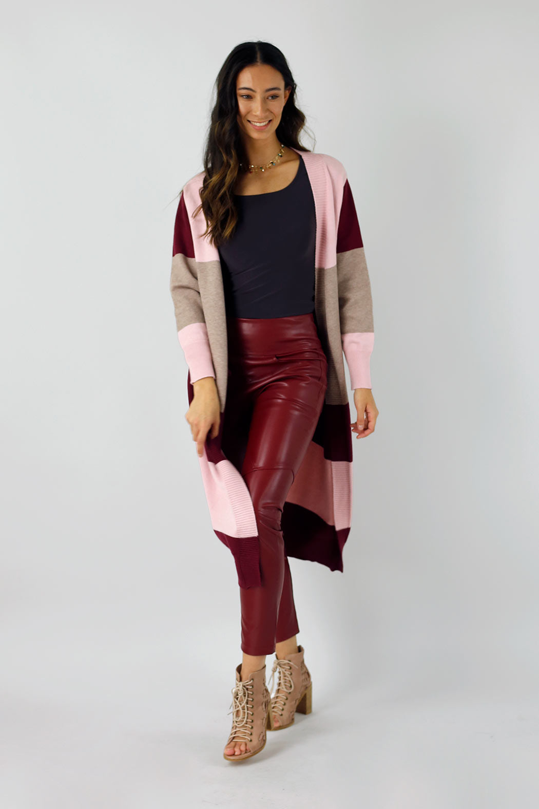 Pink Longline Block Cardi - SALE